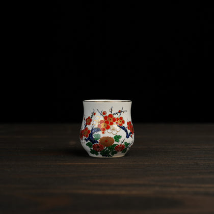 Hand-Painted Multicolored Blossom Sake Cup
