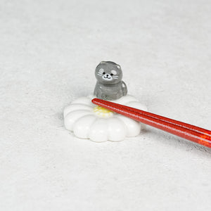 Hana Nyanko Chopstick Rest - Grey Cat