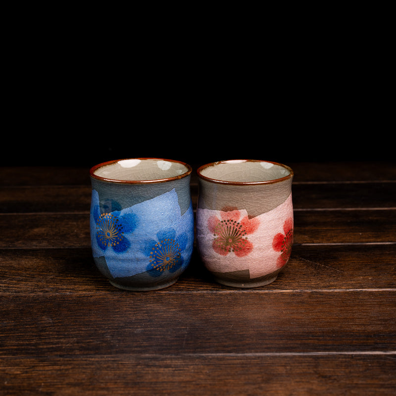 Gold and Plum Design Tea Cup Set