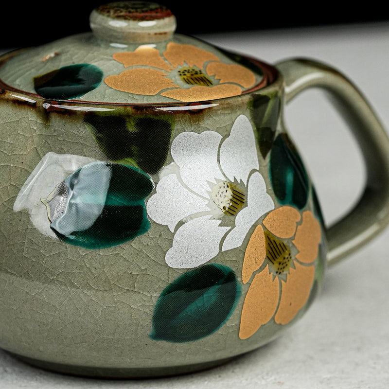 Golden Silver Camellia Tea Pot