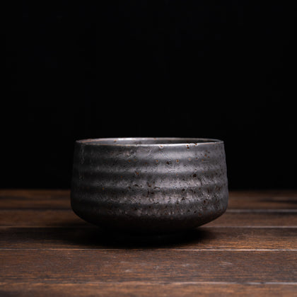 Matcha Bowl Golden Crystalline Faceted