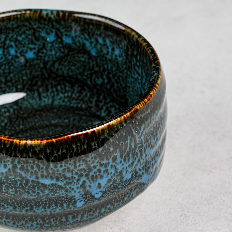 Matcha Bowl Blue Tenmoku Glaze