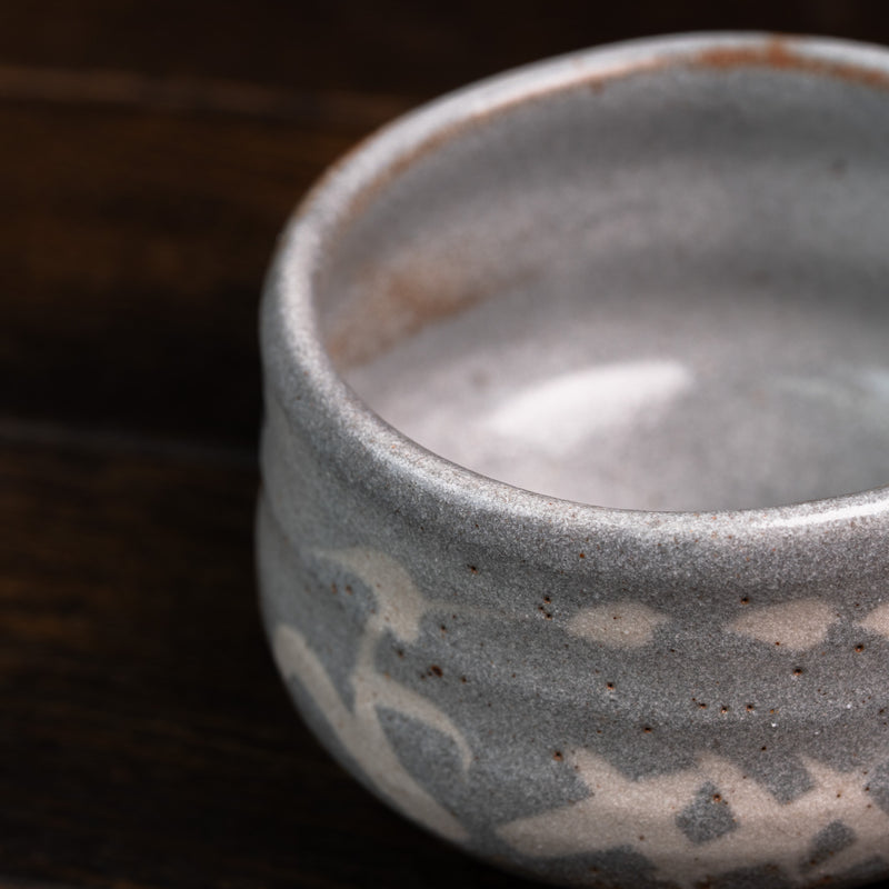 Matcha Bowl Nezumi Shino Reed Motif