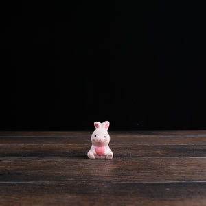 Rabbit Figurines with Fortune Slips - Pink