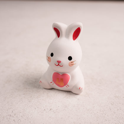 Rabbit Figurines with Fortune Slips - White