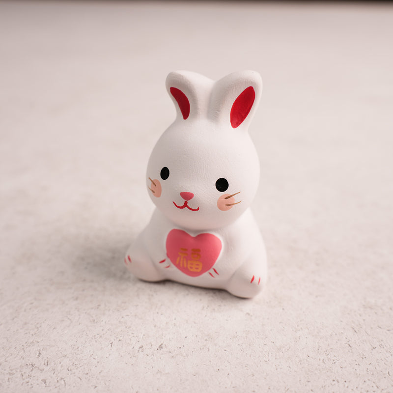 Rabbit Figurines with Fortune Slips - White