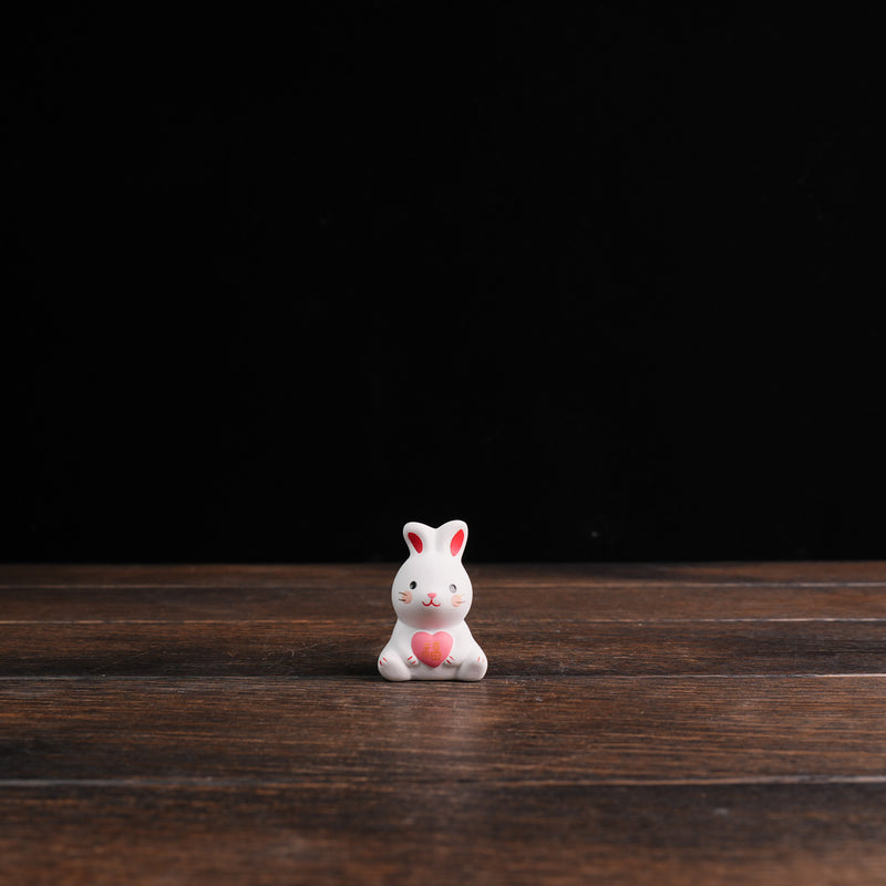 Rabbit Figurines with Fortune Slips - White