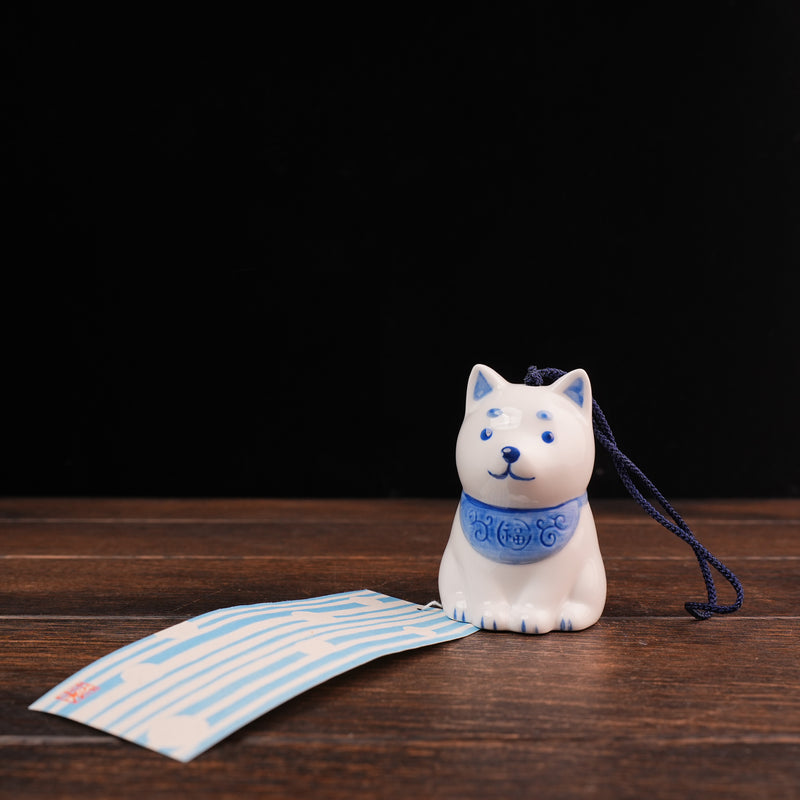 Blue White Shiba Inu Wind Chime