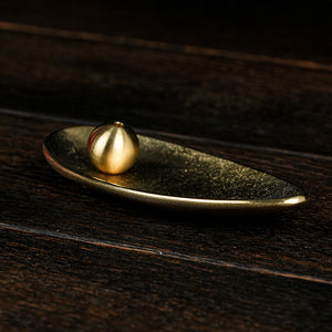 Incense Stand - Bamboo Leaf - Brass