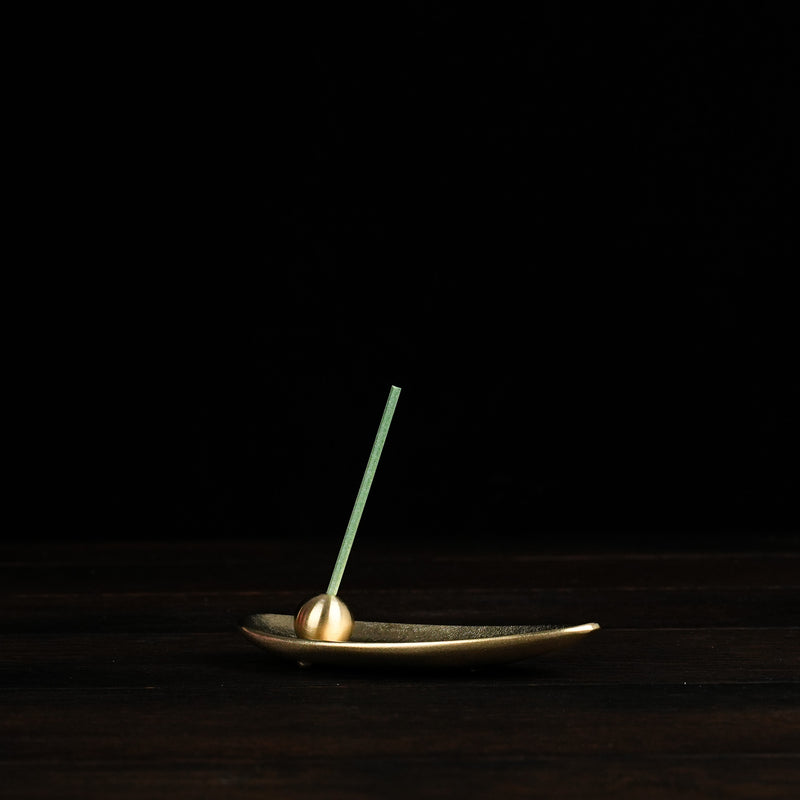 Incense Stand - Bamboo Leaf - Brass