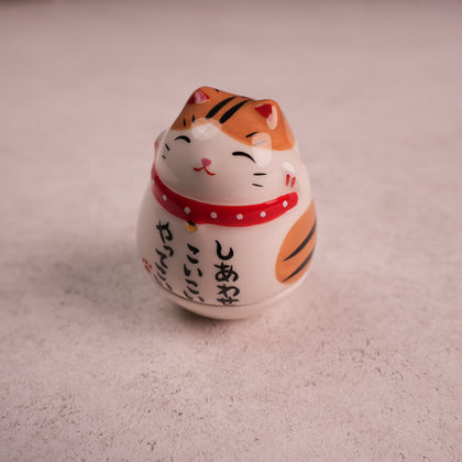 Roly-Poly Maneki Neko Daruma - Brown