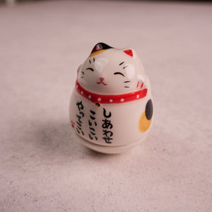 Roly-Poly Maneki Neko Daruma - Three Flower