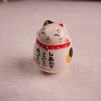 Roly-Poly Maneki Neko Daruma - Three Flower