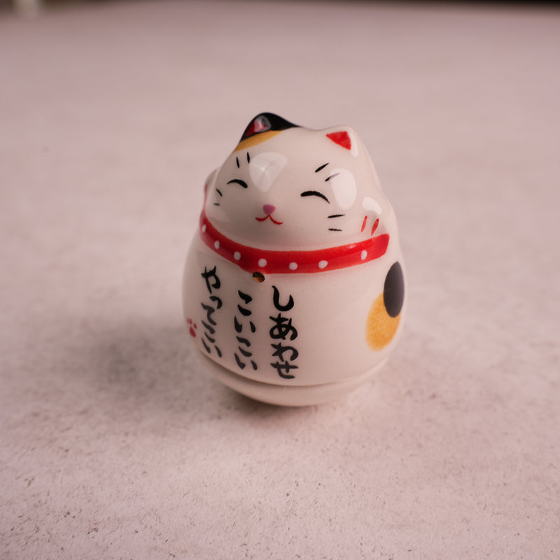 Roly-Poly Maneki Neko Daruma - Three Flower