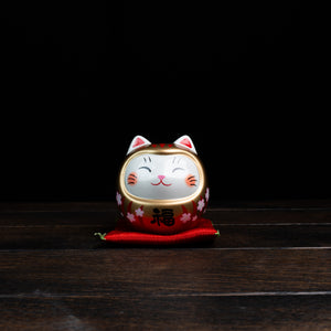 Sakura Gold Prosperity Cat Daruma Wealth Jar - Medium