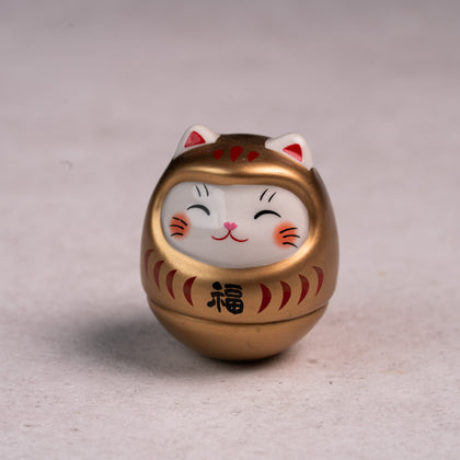 Roly-Poly Lucky Cat Daruma - Gold