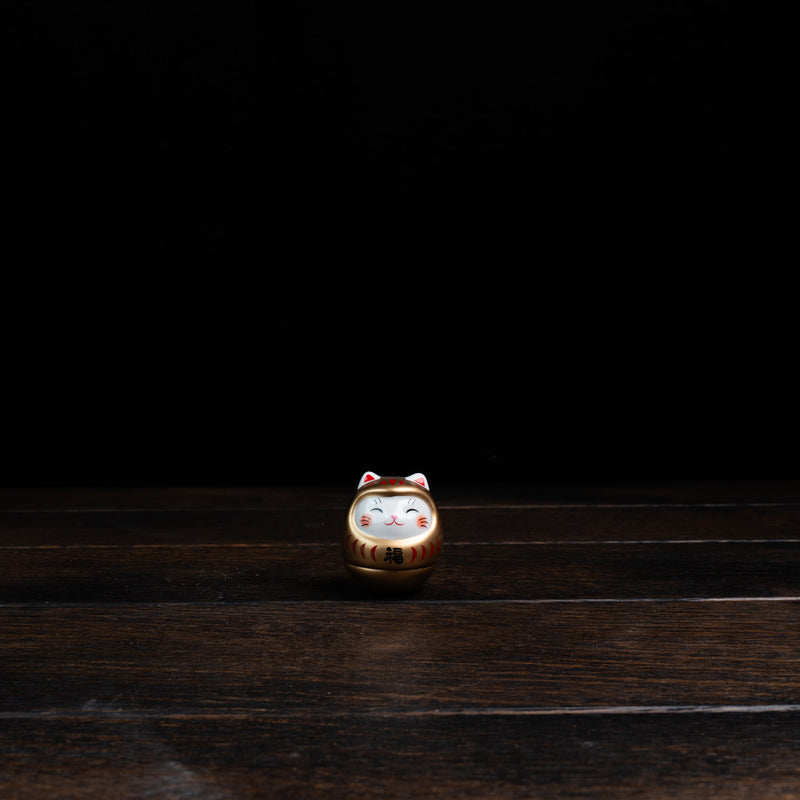 Roly-Poly Lucky Cat Daruma - Gold