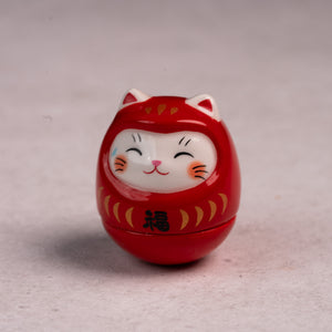 Roly-Poly Lucky Cat Daruma - Red