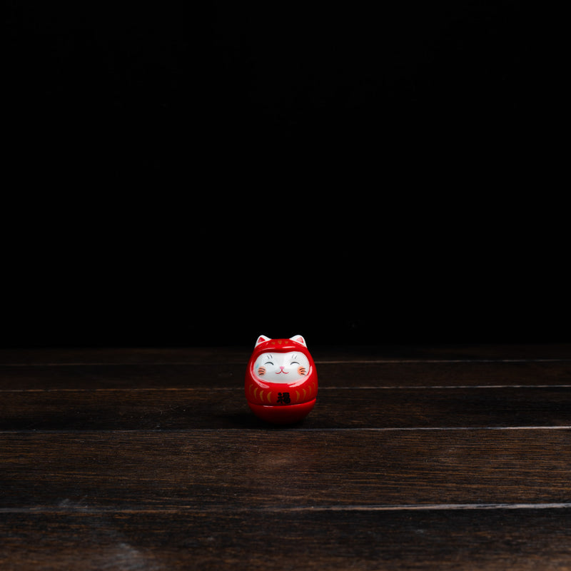 Roly-Poly Lucky Cat Daruma - Red