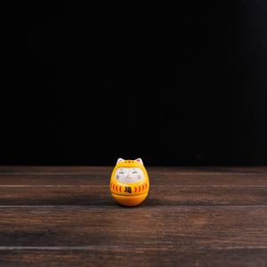 Roly-Poly Lucky Cat Daruma - Yellow