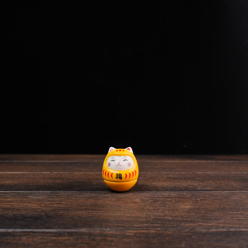 Roly-Poly Lucky Cat Daruma - Yellow