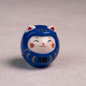Colorful Fortune Telling Cat Daruma - Blue