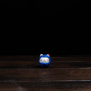 Colorful Fortune Telling Cat Daruma - Blue