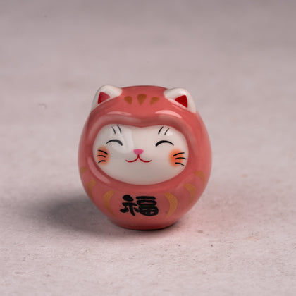 Colorful Fortune Telling Cat Daruma - Pink