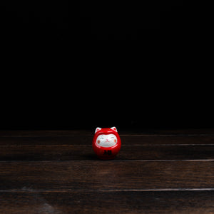 Colorful Fortune Telling Cat Daruma - Red