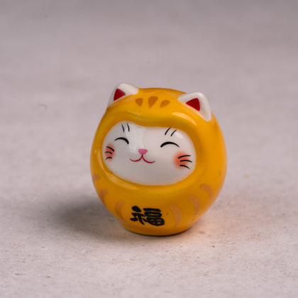 Colorful Fortune Telling Cat Daruma - Yellow