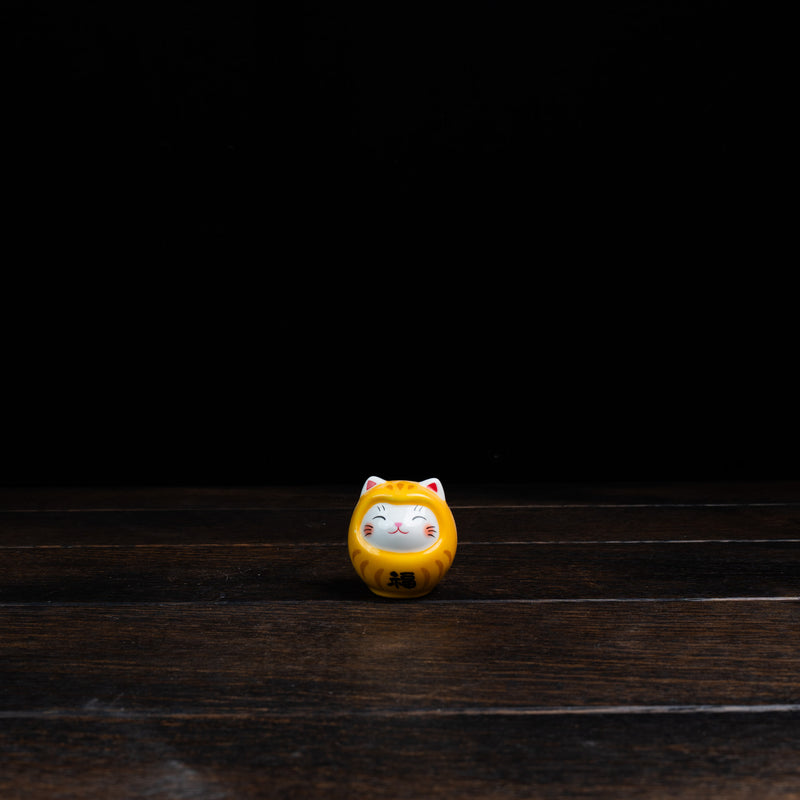 Colorful Fortune Telling Cat Daruma - Yellow