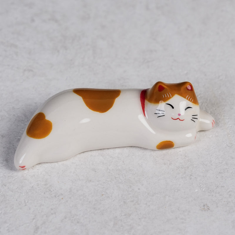 Sleepy Kitty Chopstick Rest - Brown