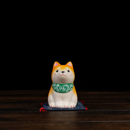 Shiba Inu Sitting Charm - Green Tie