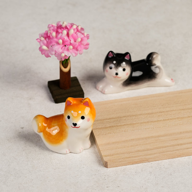 Shiba Inu Duo with Sakura Blossoms Decoration