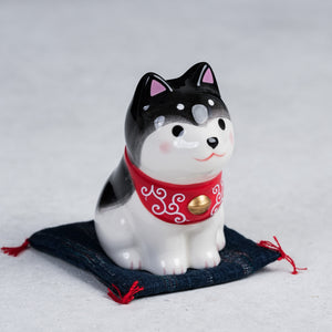 Tan Shiba Inu Sitting Charm - Red Tie