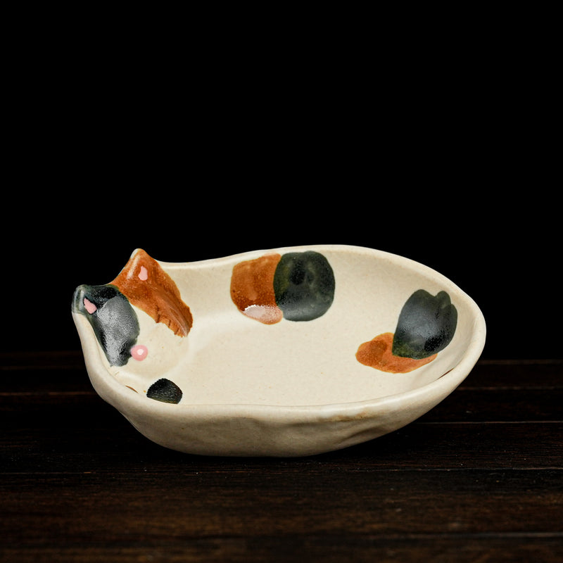 Artist Craft Neko Deep Plate - Three Flower Cat