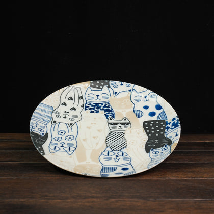 Cats Downtown Story Pasta Plate - Grey