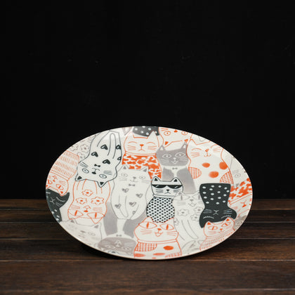 Cats Downtown Story Pasta Plate - Red