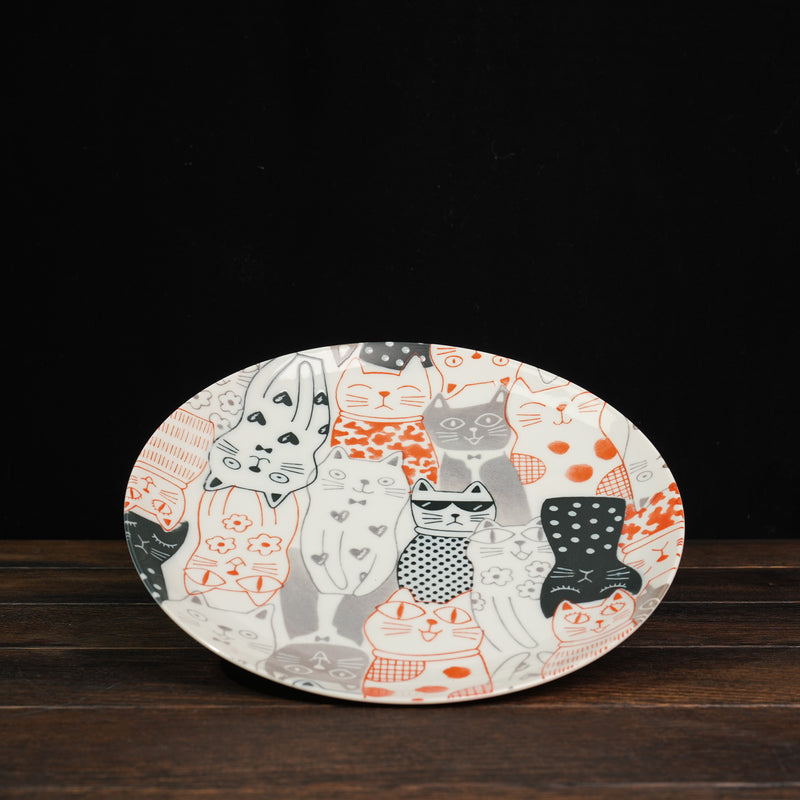 Cats Downtown Story Pasta Plate - Red