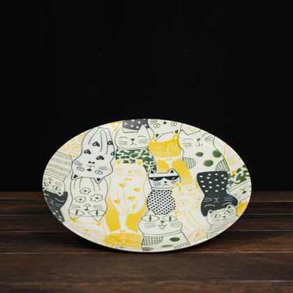 Cats Downtown Story Pasta Plate - Yellow