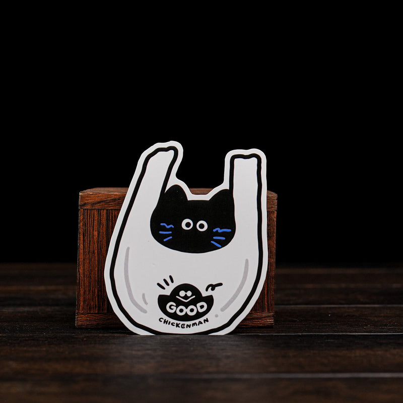 Artist Hand-drawn Small Stickers - Cat in Bag
