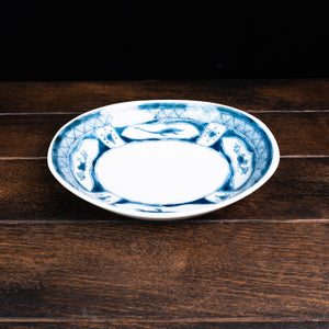 Edo-style Dinosaur Deep Oval Dish – Water Dragon