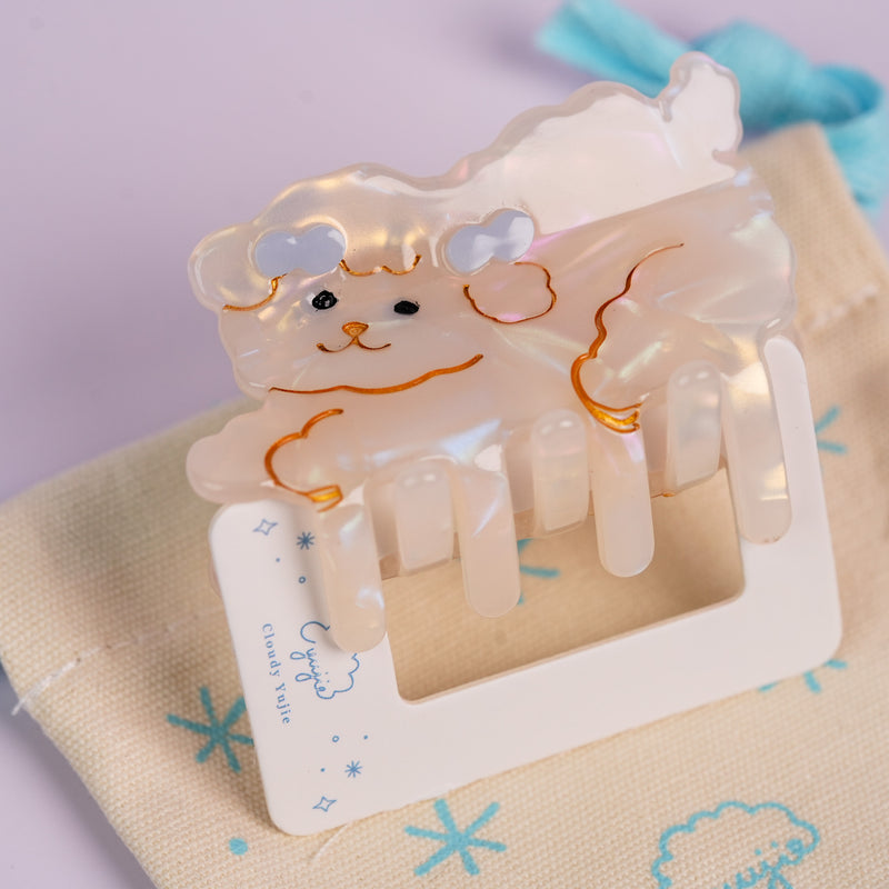 Marshmallow Puppy Claw Clip - Medium