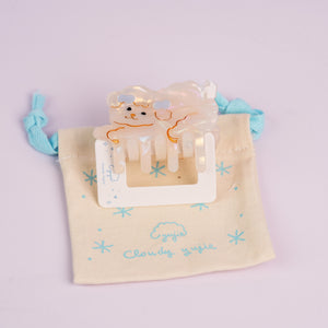 Marshmallow Puppy Claw Clip - Medium