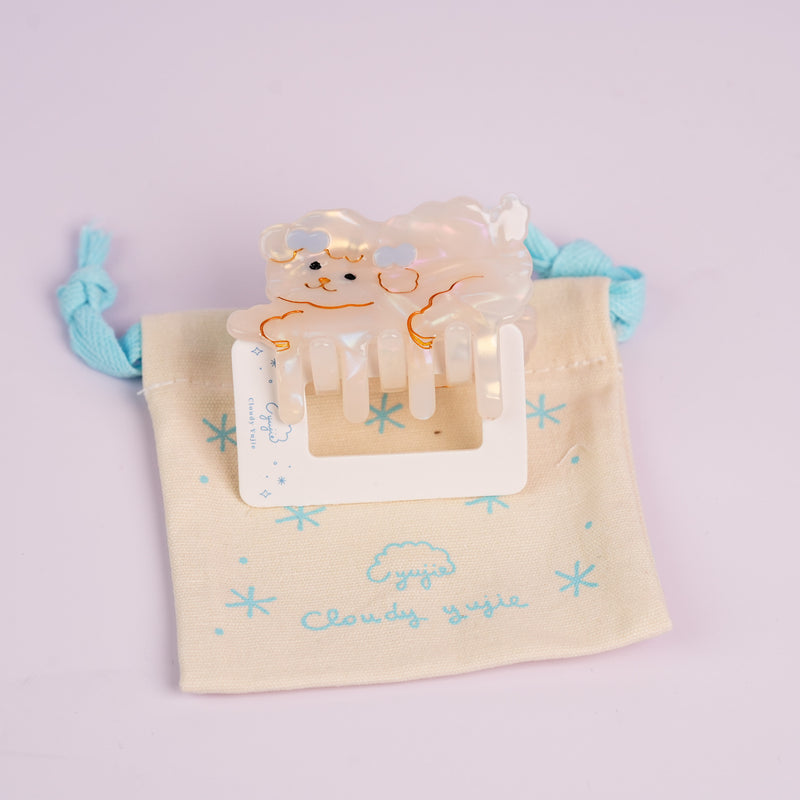 Marshmallow Puppy Claw Clip - Medium