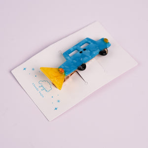 Blue Car with Light On Hair Clips