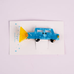 Blue Car with Light On Hair Clips