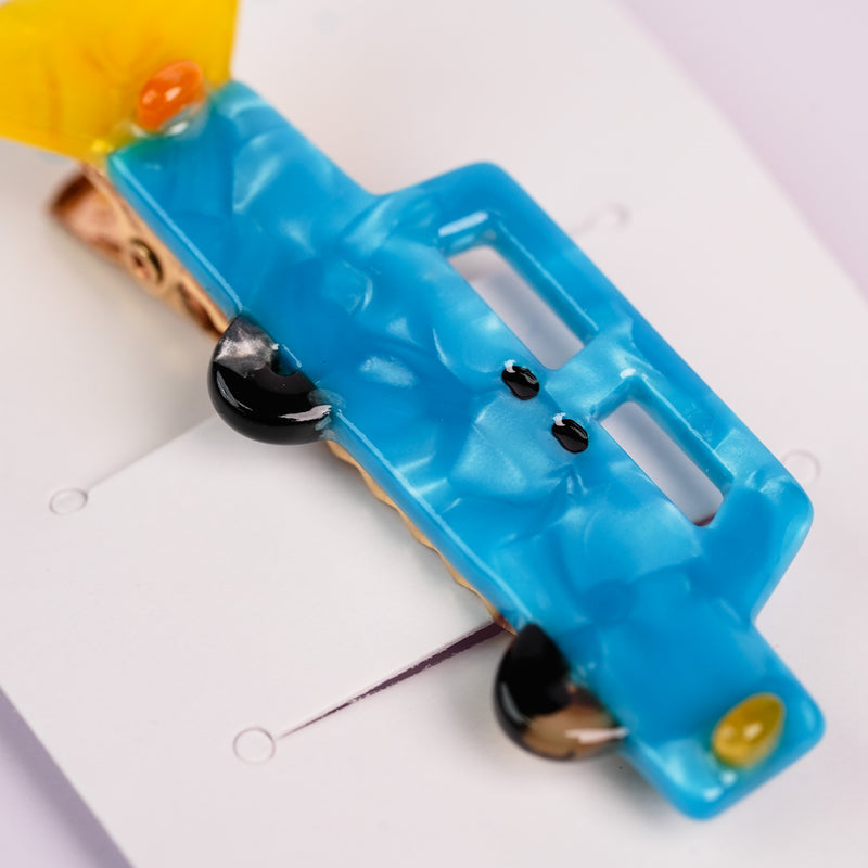 Blue Car with Light On Hair Clips