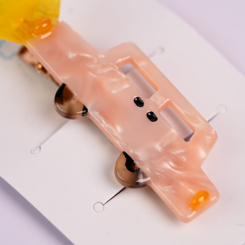 Pink Car with Light On Hair Clips