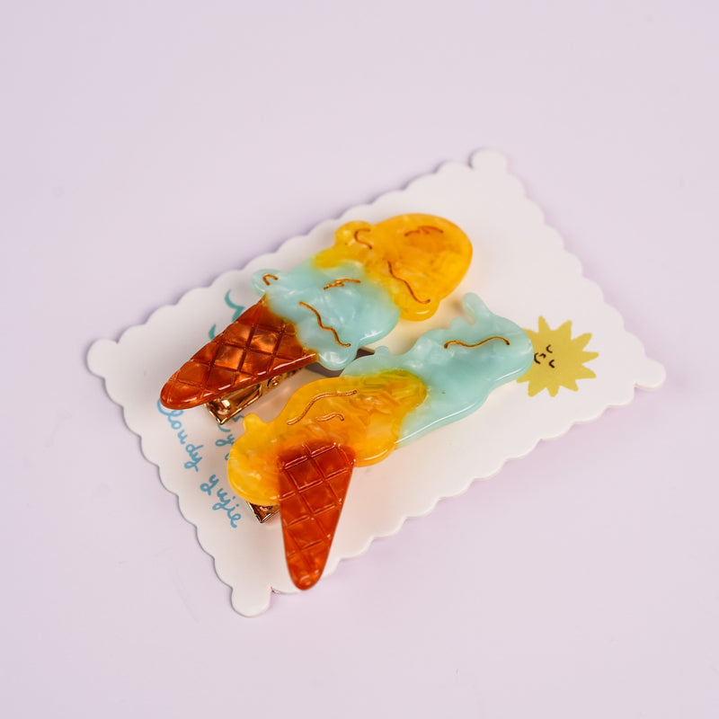 Ice Cream Melting Hair Clips - Mango Mint